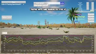 Nuke Island Benchmark on different scalability settings (AMD 5700XT)