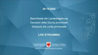 Decisioni della Giunta provinciale - 29.10.2024