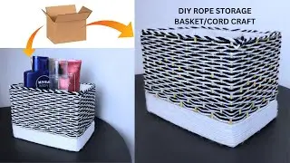 DIY Rope Storage Basket/Cord Crafts/Cardboard transformation.