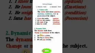 stative and dynamic verbs | stative and dynamic verbs list | stative and dynamic verbs examples |