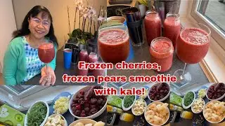 How to make my own version of frozen cherries, frozen pears smoothie with kale?