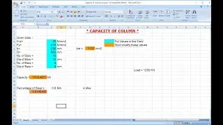 LOAD CARRYING CAPACITY OF COLUMN USING EXCEL SHEET