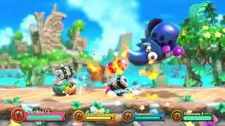 Me and my teammates are killing Hornhead at Kirby Super Clash!