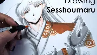 Drawing Sesshoumaru from Inuyasha Anime with Letraset Flex markers