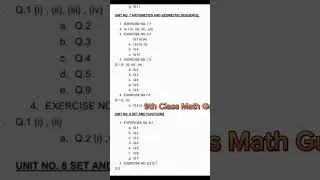 9th Class Mathematics Guess Chapter Wise