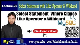 Lecture-25| Select Statements with where clause in like Operator with wildcard |