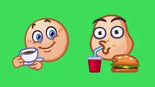 Cute character animation animation 3D drinking emoji green screen | 4K footages | GreenScreen Vfx