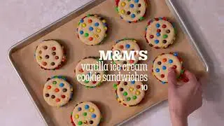 M&M’S Vanilla Ice Cream Sandwich Tower with Toasted Marshmallow
