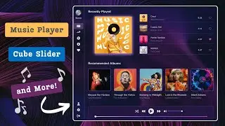 Responsive Dashboard with Music Player | Swiper Cube Slider |  HTML CSS Javascript 
