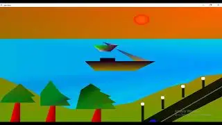 Sea | Ocean | River View OpenGL Project | Computer Graphics using C++ | Lamppost | Tree | Road | Sun