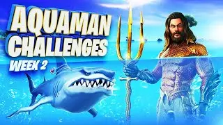 Aquaman Week 2 Challenges Fortnite - Use a Fishing Pole to ride behind a Loot Shark at Sweaty Sands