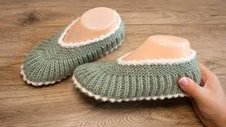 Домашние уютные следки спицами | Homemade slippers knitting pattern