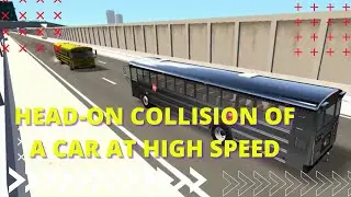 Head-on collision of a car at high speed - BeamNG drive