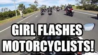 Girl Flashes Motorcyclists! 2013 MotoGp Run!
