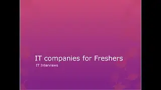 IT companies for freshers