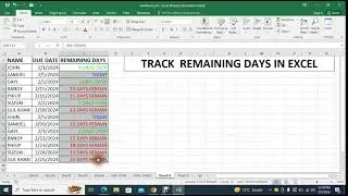 HOW TO TRACK REMAINING DAYS IN EXCEL #excel #exceltips #exceltutorial #exceltricks