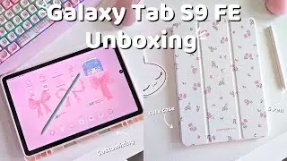 Samsung Galaxy Tab S9 FE 🎀🌷 | ✨️Aesthetic unboxing 🩷📦 & Customization ✨️ (ASMR)