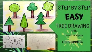 Step by Step Tree drawing for beginners | 2D shapes | drawing for kids