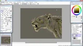 Speed painting lioness/Boceto leona/ paint tool sai/ huion h420