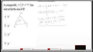 In a triangle ABC, A+B+C=140° then what will be the value of B?