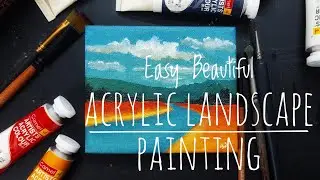 Easy landscape drawing | Small acrylic landscape painting | Scenery drawing