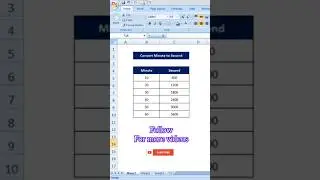 Convert Minute to Second in excel #shorts