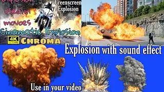 greensceeen explosion 4k chroma key mostly used in movies  with sound effects
