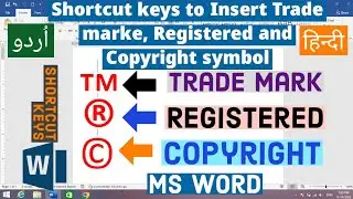 Shortcut keys to insert copy right, registered and trade mark symbol in Ms word
