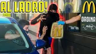 Thief steals food from MC Drive - PRANK AT MC DONALD'S!! *REPORT*