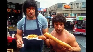 John Rambo eating battered sausage in the Square Tallaght.  (Stable Diffusion)