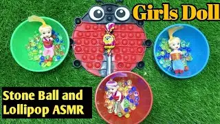Girls dolls and stone ball asmr |lollipop Asmr 