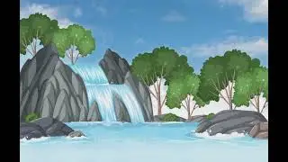 Waterfall Cartoon Background Loop Animation Video | Waterfall Background | No Copyright Green Screen