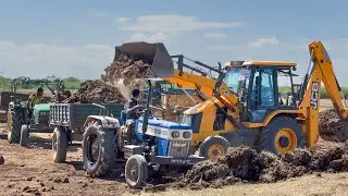 JCB 3DX PLUS Loading Mud in Tractor for Farming Land | Swaraj and John Deere Tractor | Jcb video