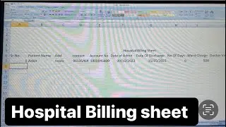 Excel Mai Hospital Billing Sheet kaise banaye || Hospital Billing Sheet Banane ka aasan tarika ￼