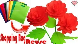 DIY Shopping Bags Awesome Stick Rose || How To Make Rose Using Carry Bag