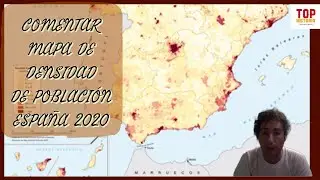 COMENTAR MAPA DE DENSIDAD DE POBLACIÓN ESPAÑA 2020