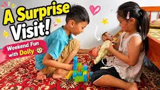 Surprise Weekend Visit! Kids Meet Baby Monkey Dolly 🐵 – So Much Fun & Laughter! 😄