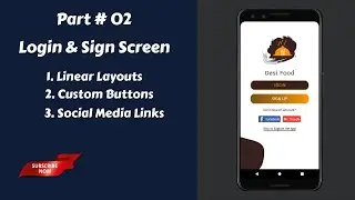 Material design welcome screen (Sign up and Login) in android studio (Food App)| part # 02