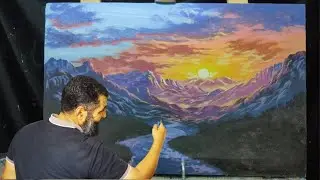 تعلم بطريقة احترافية رسم المناظر الطبيعية بالفرشاة وخطوات كاملة