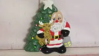 Vintage Battery Operated Table Top Ceramic Musical Lighted Christmas Tree Santa SOLD