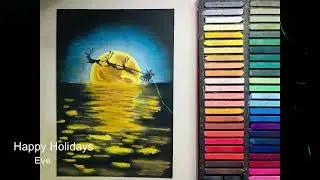 SANTA CLAUS Moonlight Scenery | Soft Pastel Drawing for beginners