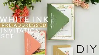 White Ink Pre-Addressed Wedding Invitation Set