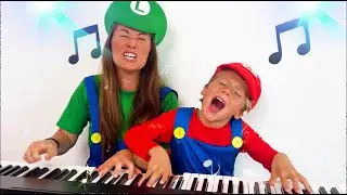 Marek and Mom sing Peaches from Mario Bros Movie | Funny Cover Song for Kids
