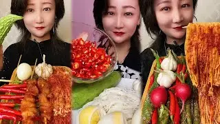 Crispy Giant Shrimp Cutlets | Garlic chili eating show | spicy hot pot with alots off chili 🌶️🔥🥵