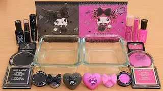 Pink vs Black - Mixing Makeup Eyeshadow Into Slime ASMR