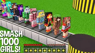 You Can SMASH ALL GIRLS In Minecraft with this HYDRAULIC PRESS ! SUPER TRAP FOR 1000 GIRLS !
