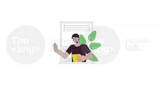 Friendly middle eastern man in window line 2D character animation
