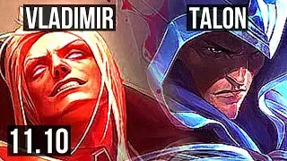 VLADIMIR vs TALON (MID) | 9/0/7, Legendary, 500+ games, 1.2M mastery | KR Diamond | v11.10