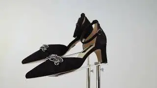 Elegantne crne sandale sa nižom potpeticom