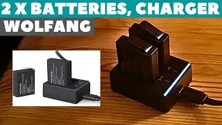 WOLFANG Action Camera Charging Kit Two 1350 mAh Batteries USB Charger GA100 / GA120 / GA200 / GA300